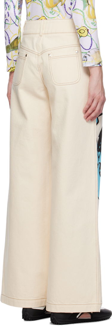 Džínsy Chopova Lowena Graphic Print Wide-Leg Jeans Béžová | 4062, 2