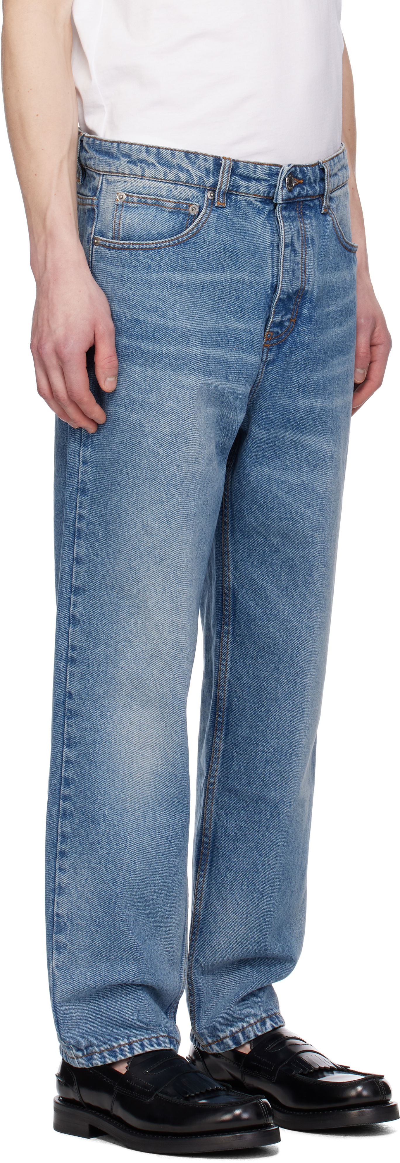 Džínsy AMI AMI Paris Tapered Fit Jeans Modrá | HTR103.DE0046, 1