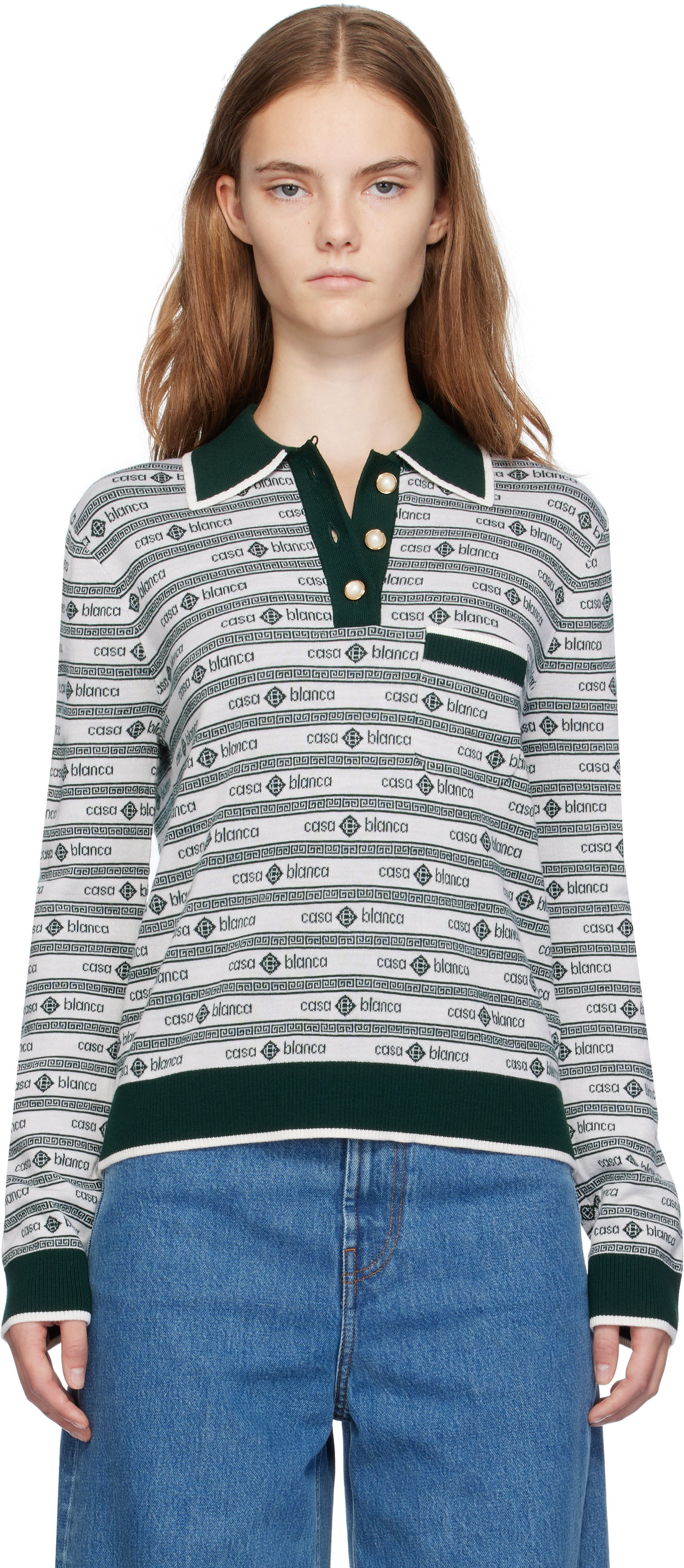 Polo tričko Casablanca Logo Classic Polo Šedá | WF24-KW-801-01, 0