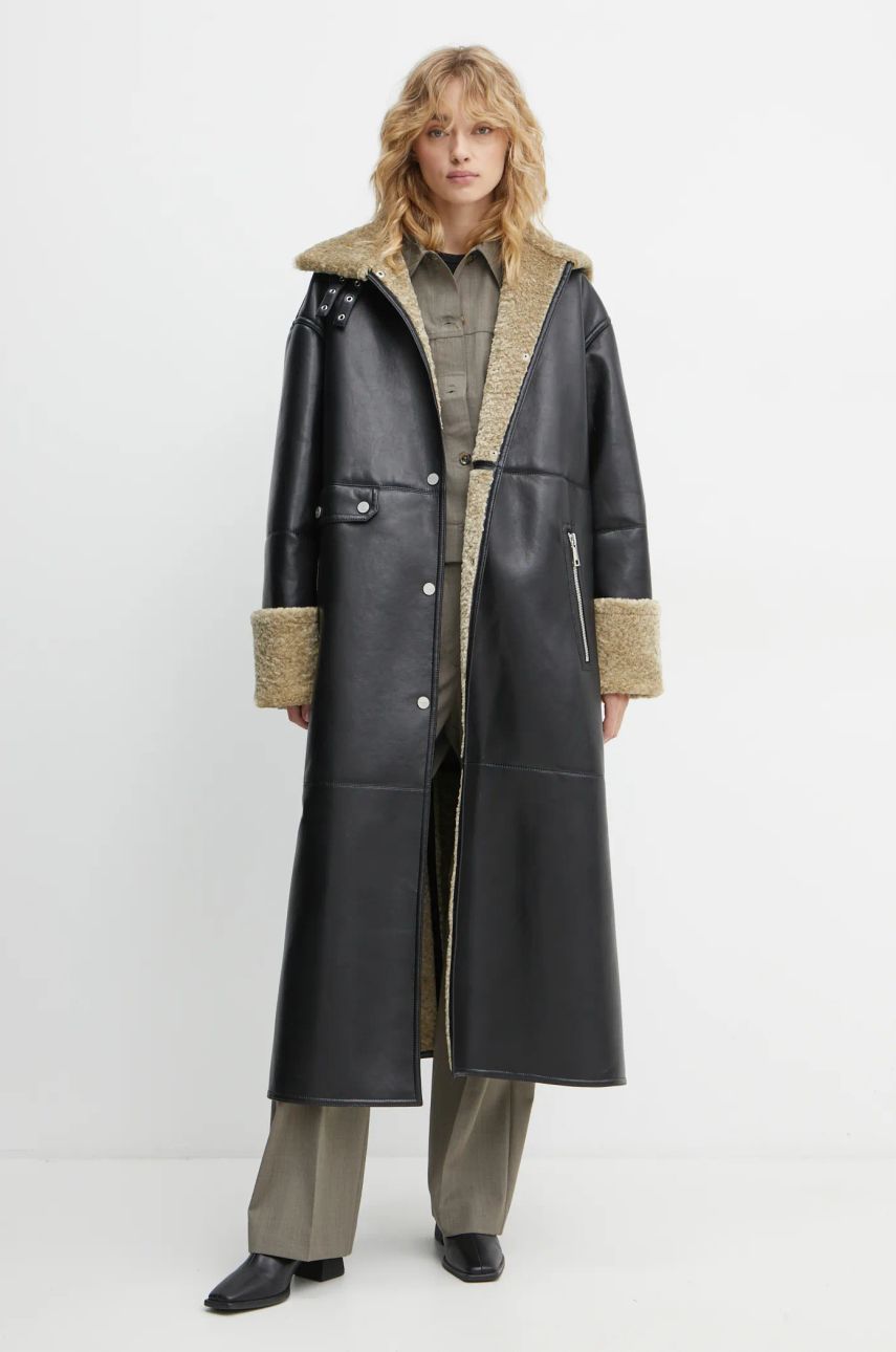 Kabáty Nanushka LIESEL Black Leather Coat Čierna | NW24FWOW38370, 0