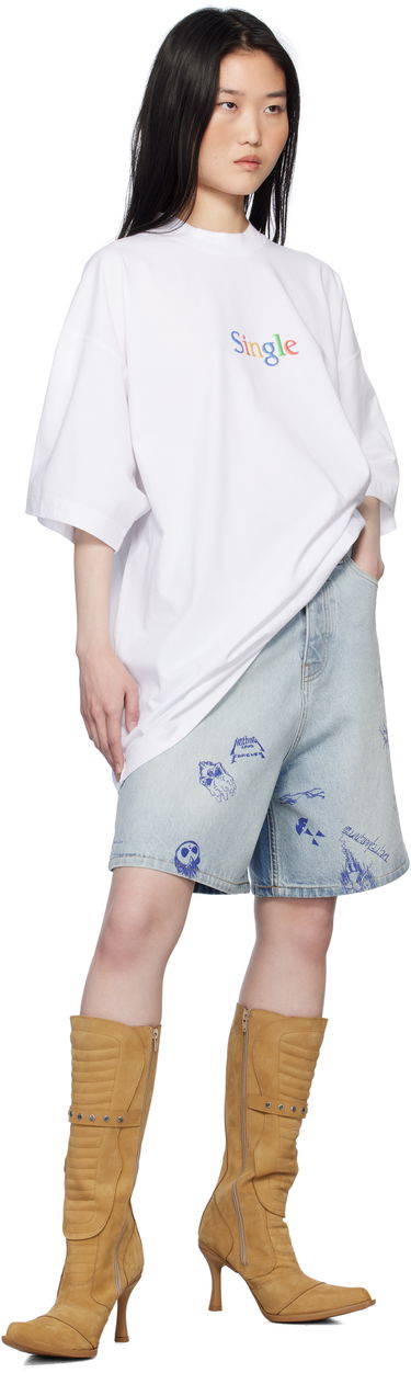 Tričko VETEMENTS Vetements 'Single' Oversized T-Shirt Biela | UA66TR700W, 3