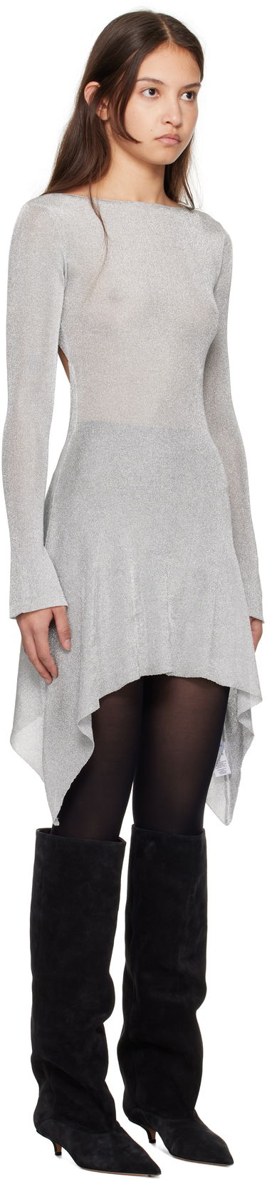 Sveter GUIZIO Guizio Rose Metallic Asymmetrical Minidress Šedá | H24411S051, 1