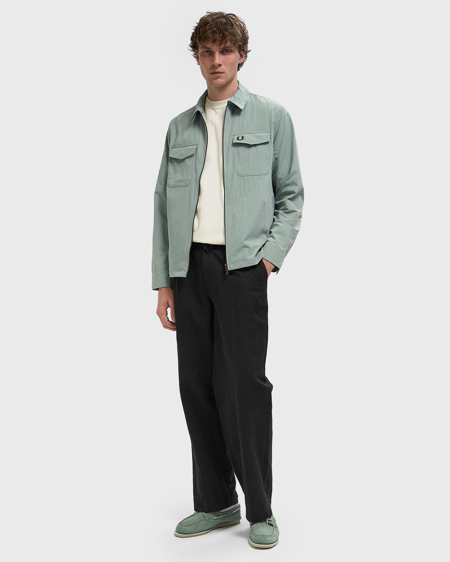Košeľa Fred Perry Fred Perry Zip Through Overshirt Zelené | M5684-Z16, 1