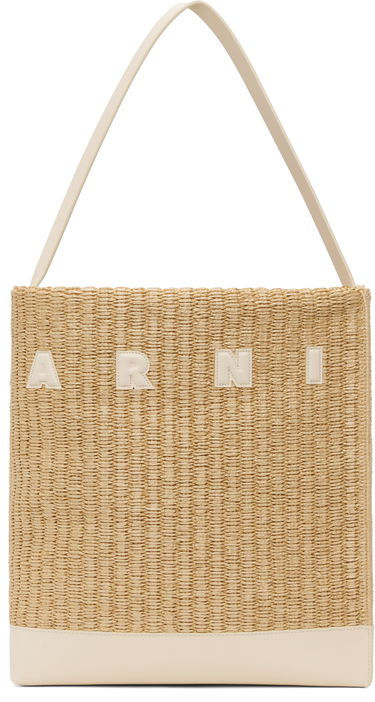 Tote bag Marni Marni Museo Medium Raffia-Effect Tote Béžová | SHMP0106U1 P8284, 0