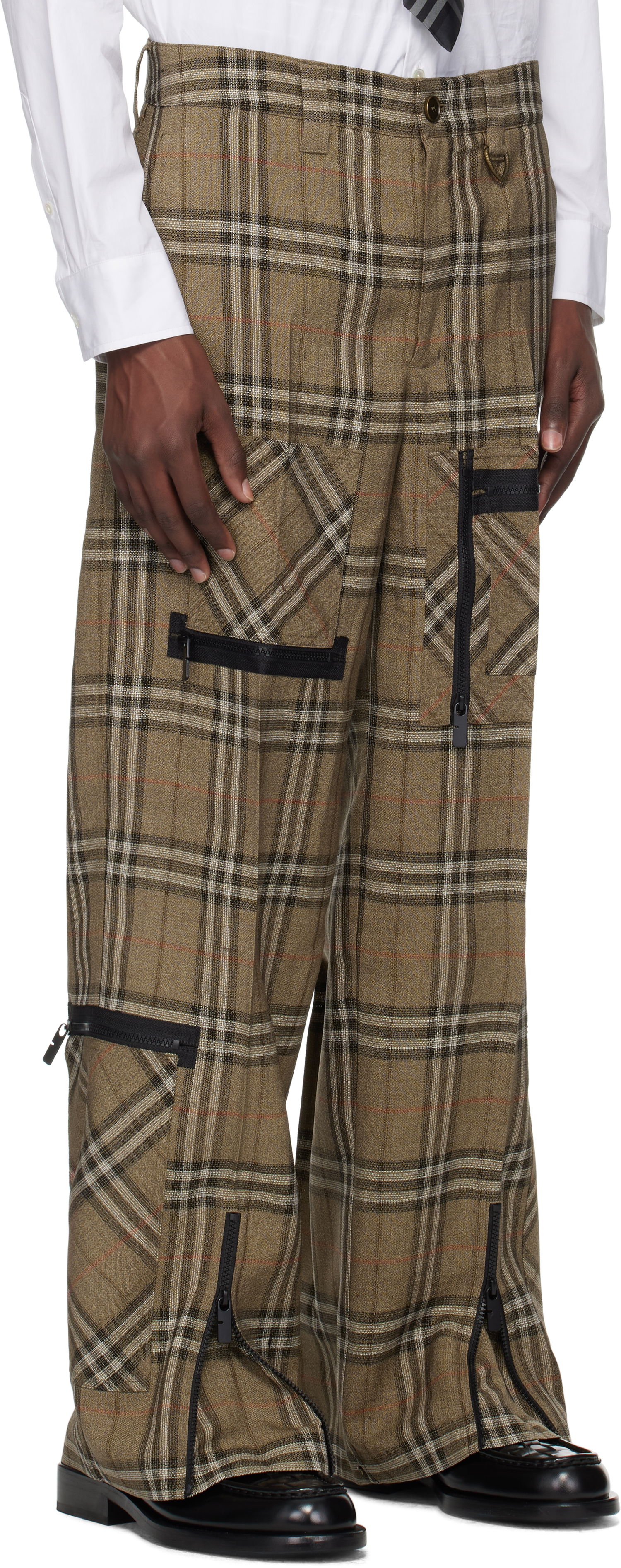 Nohavice Burberry Burberry Check Silk Blend Cargo Pants Hnedá | 8108349, 1
