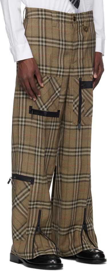 Nohavice Burberry Burberry Check Silk Blend Cargo Pants Hnedá | 8108349, 1
