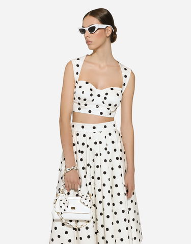 Sukňa Dolce & Gabbana Cotton Drill Calf-Length Circle Skirt With Polka Dot Print Biela | F4CVMTFSFNMHWZRN, 3