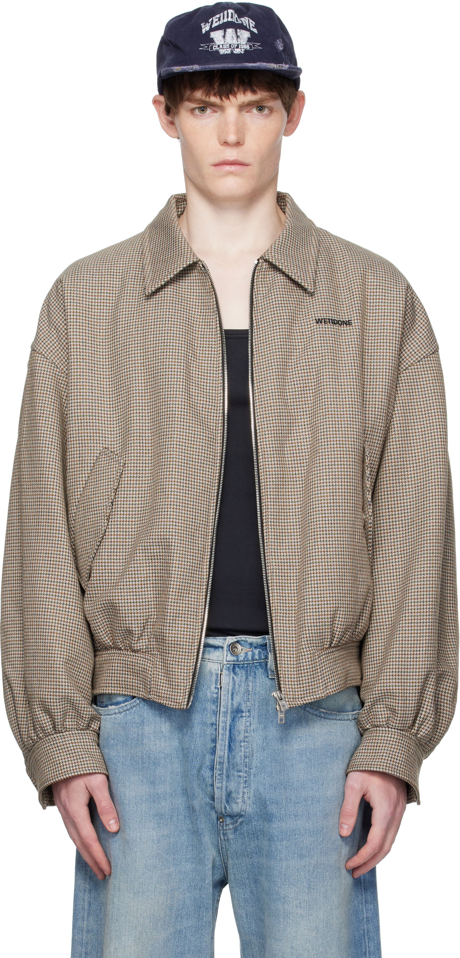 Bomber bunda We11done We11done Checkered Bomber Jacket Hnedá | WD-JK2-25-013-M-BG, 0