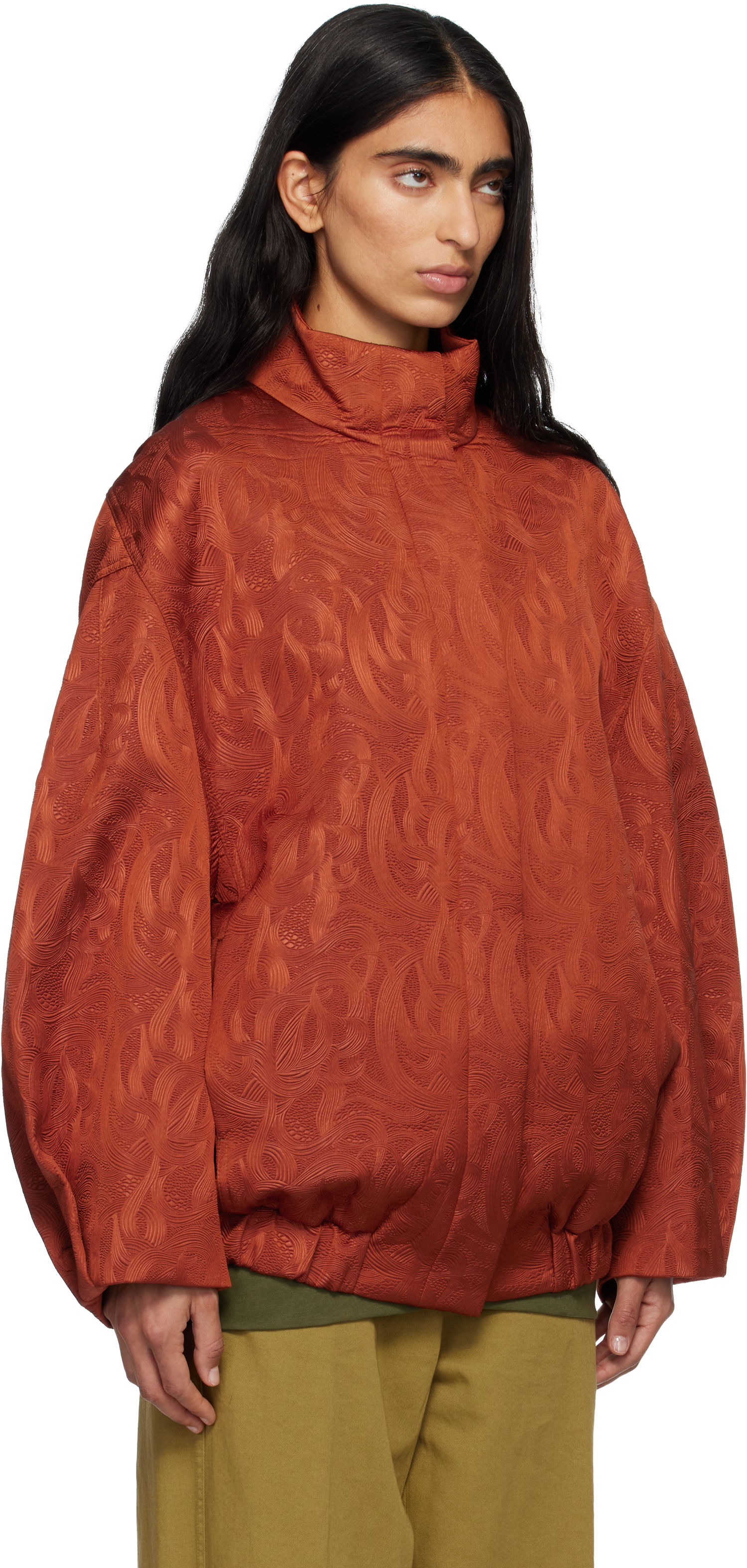 Bunda Dries Van Noten Dries Van Noten Matelassé Funnel Neck Jacket Oranžová | 252-010500-2162, 1