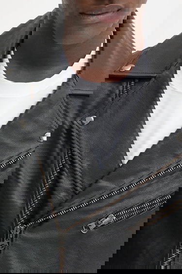 Bunda Samsoe Samsoe Samsoe Samsoe SACOBAIN Leather Moto Jacket Čierna | M25200027, 4