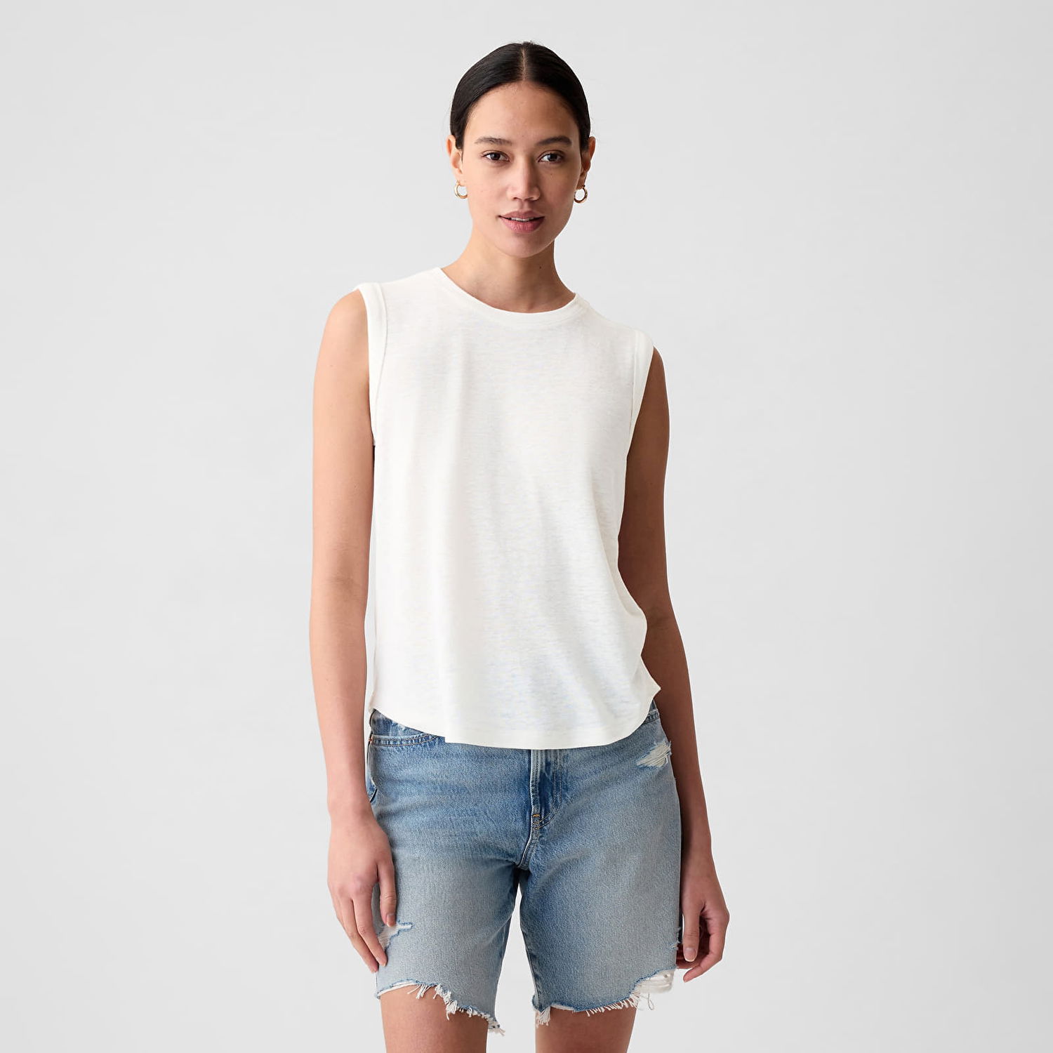 Tielko GAP Top Sleeveless Linen Blend Shell Top Optic White Biela | 878221-04, 0