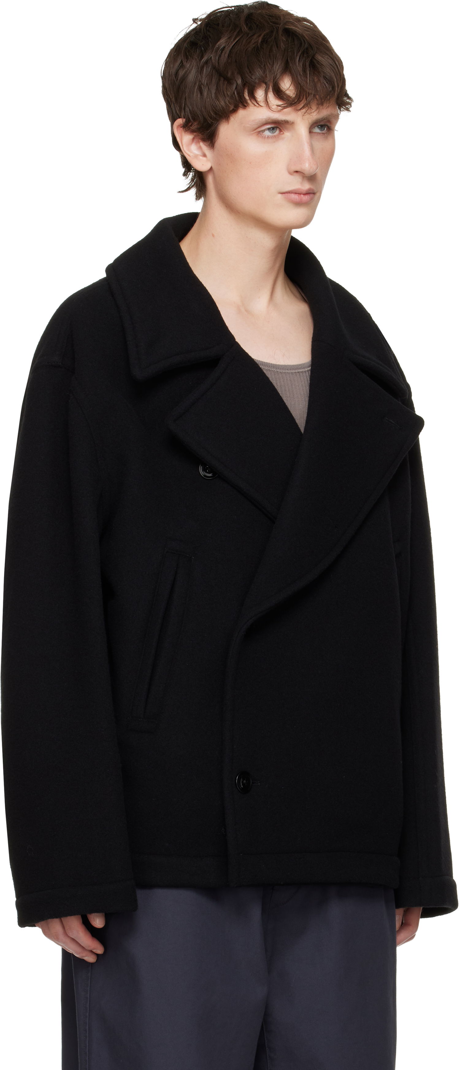 Kabáty LEMAIRE Boxy Double-Breasted Coat Čierna | CO1131 LF1116, 1