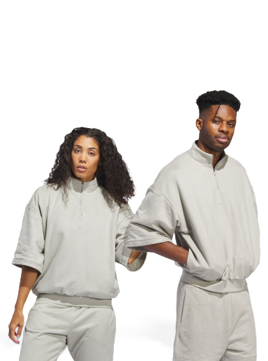 Sveter adidas Performance Basketball Sueded 3/4 Half-Zip Crewneck Šedá | IN7712