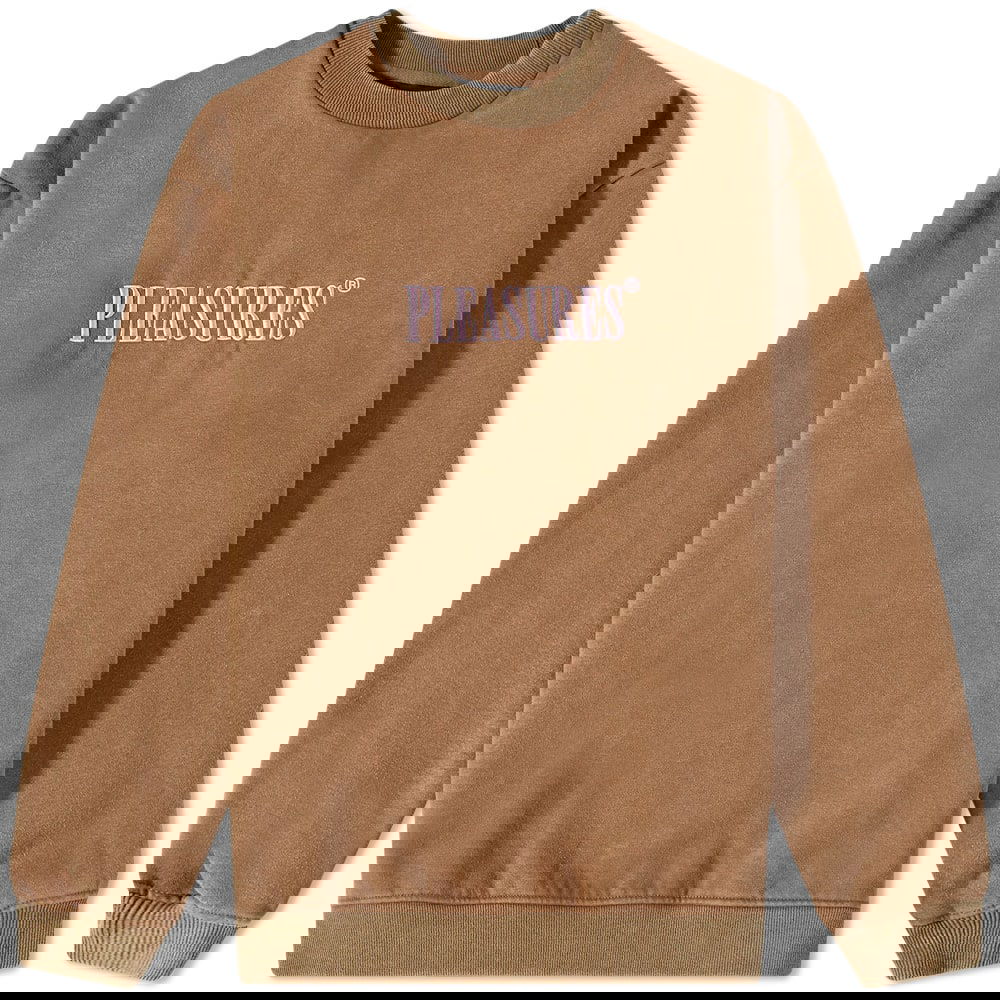 Mikina Pleasures Sour Washed Crew Sweat Hnedá | P22SU029-BRW, 0