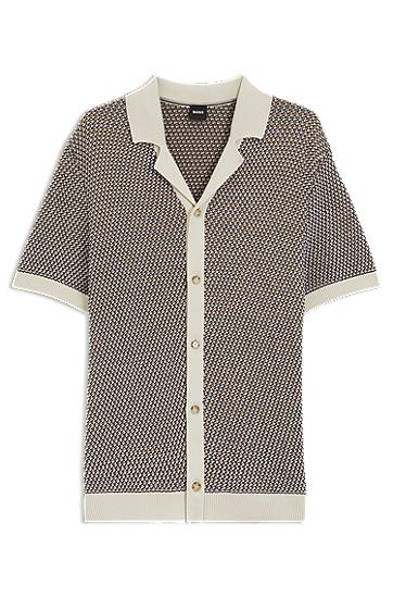 Sveter BOSS Regular-Fit Knitted Cotton Cardigan Béžová | 50543163, 0