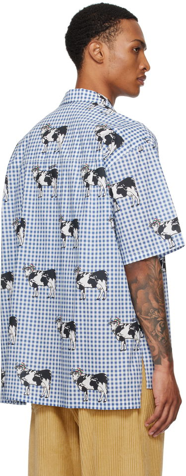 Košeľa Moschino Moschino Archive Cow Gingham Print Shirt Modrá | 252ZZV021352541293, 2
