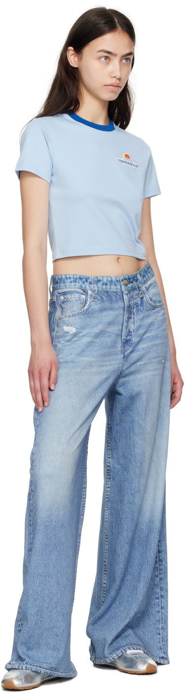 Crop Top Casablanca Casablanca Montage Cropped T-Shirt Modrá | WPF25-JTS-009-02, 3