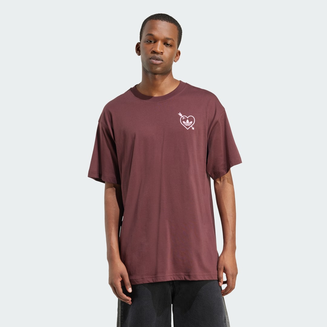 Tričko adidas Performance Cupid and Heart Graphic Oversized T-Shirt Vínová | KE3868, 0