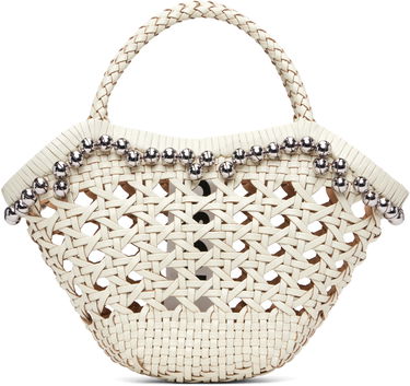 Kabelka OSOI Braided Handle Woven Lip Bag with Silver-Toned Beads Biela | 25SB06004292, 0