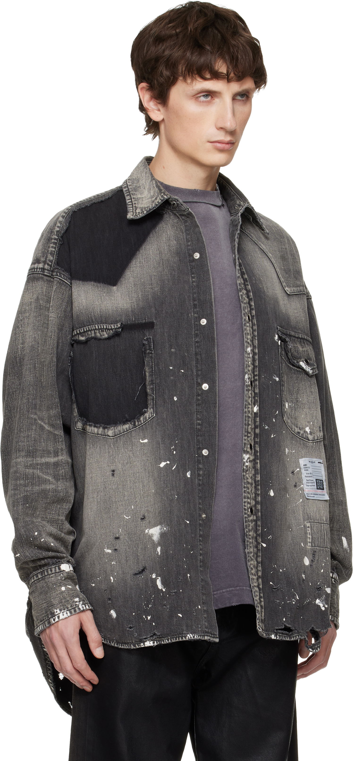 Košeľa Maison MIHARA YASUHIRO Distressed Denim Shirt Šedá | J15SH125, 1
