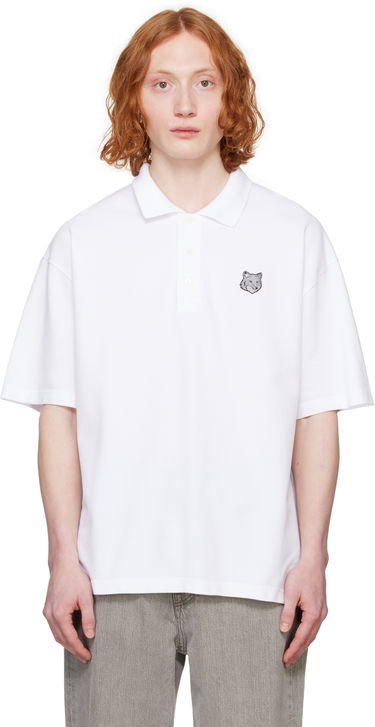 Polo tričko MAISON KITSUNÉ Maison Kitsuné Fox Head Patch Oversize Polo Biela | OM00213KJ7010, 0