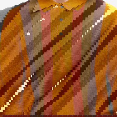 Sveter BEAMS Beams Plus Long Sleeve Stripe Knit Polo Žltá | 3812-0027-156-58, 5