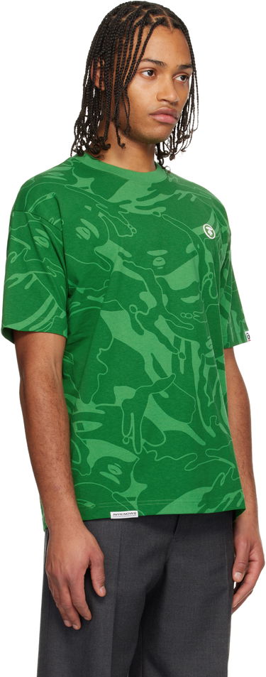 Tričko AAPE by A Bathing Ape Moonface Logo Camo T-shirt Zelené | AAPTEM1602XXNGRZ, 1