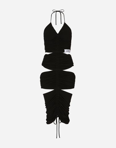 Šaty Dolce & Gabbana Dolce & Gabbana Ruched Halter Neck Midi Dress Čierna | F6BFZTFUGAIN0000, 0