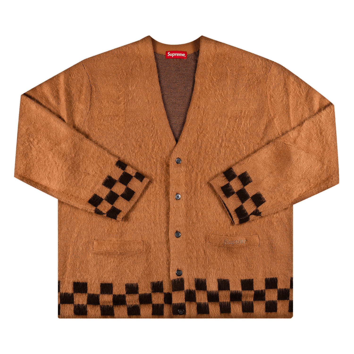 Sveter Supreme Brushed Checkerboard Cardigan Hnedá | SS21SK17 CAMEL, 0