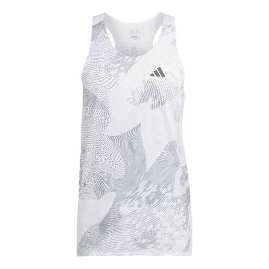 Tielko adidas Originals Adizero Graphic Print Running Tank Top Biela | IA9340, 0