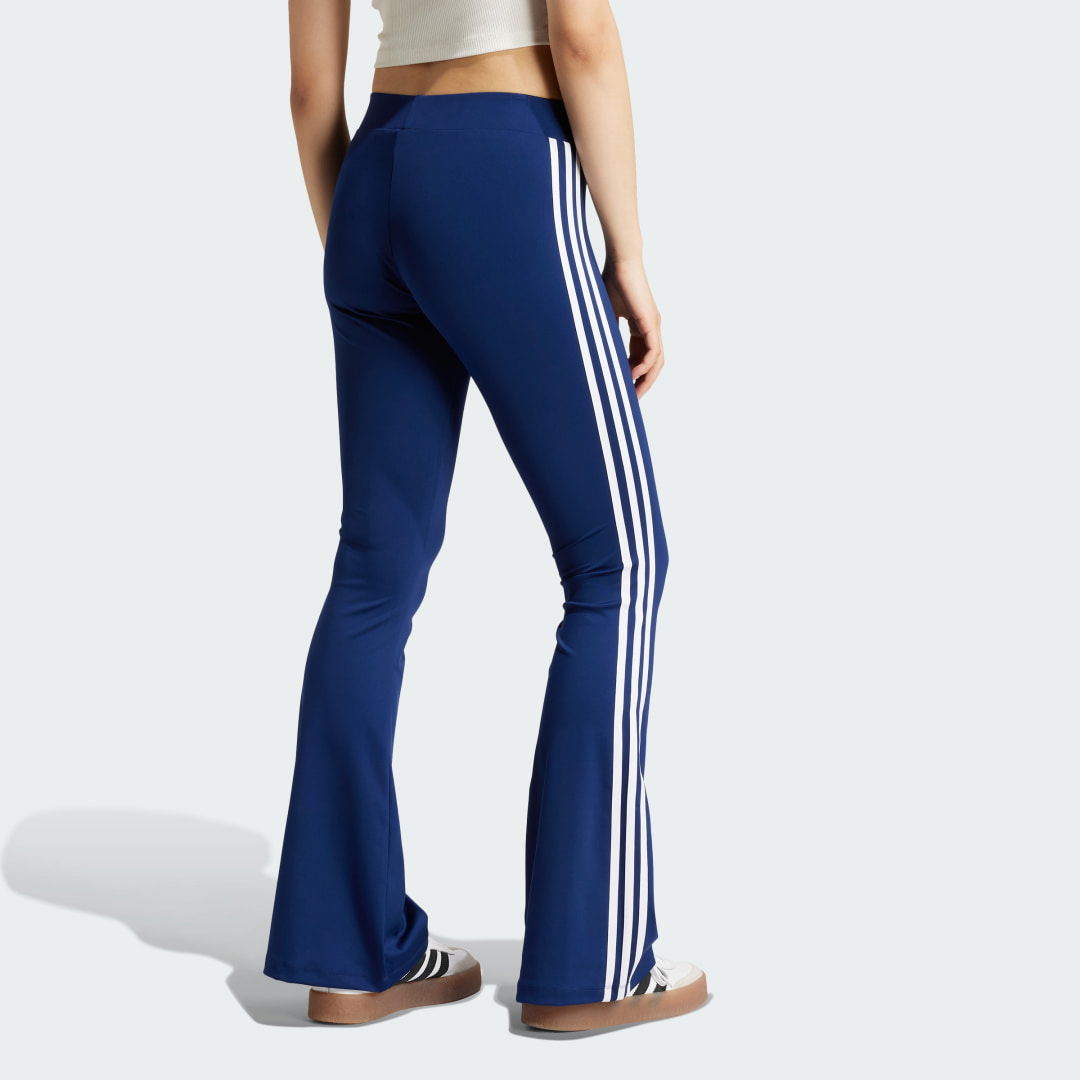 Blue Flared Leggings with Side Stripes