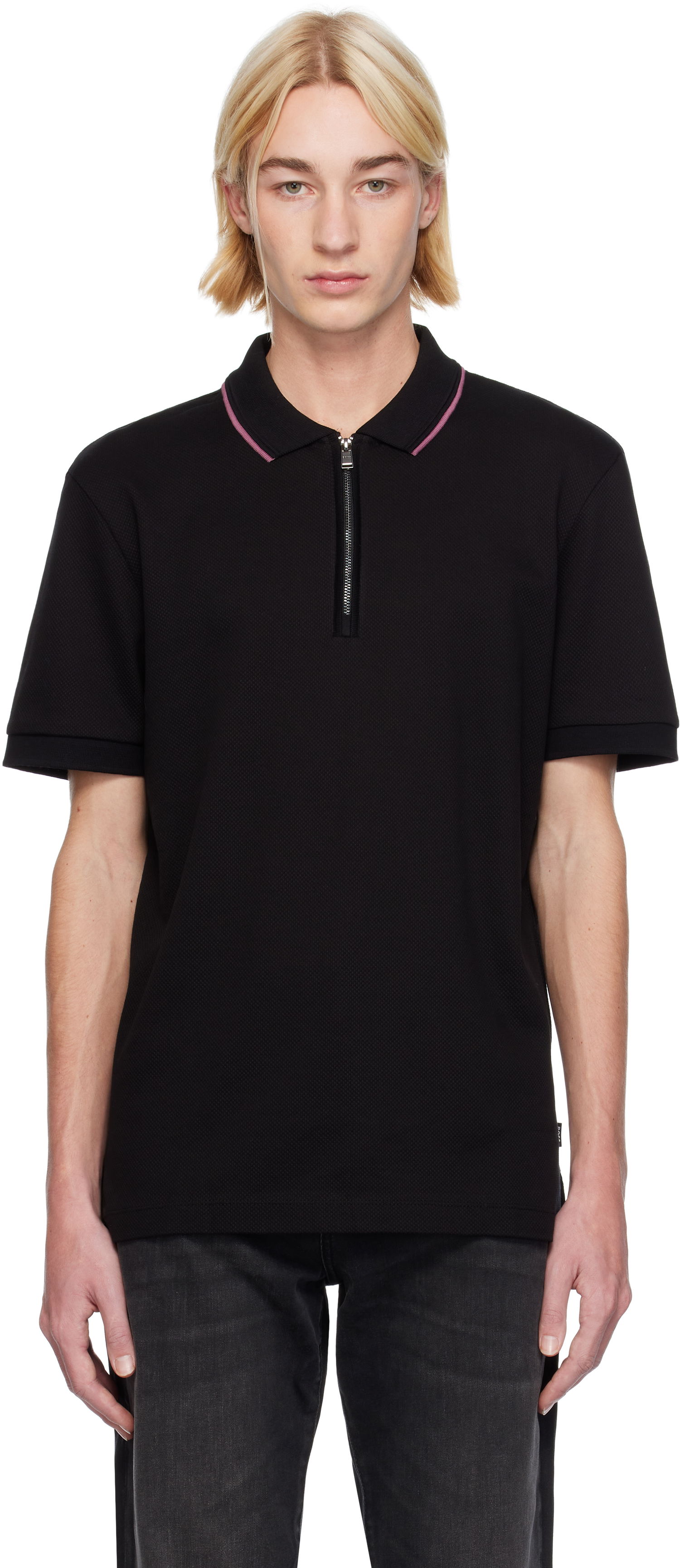 Polo tričko BOSS Zip Placket Polo Čierna | 50532612, 0