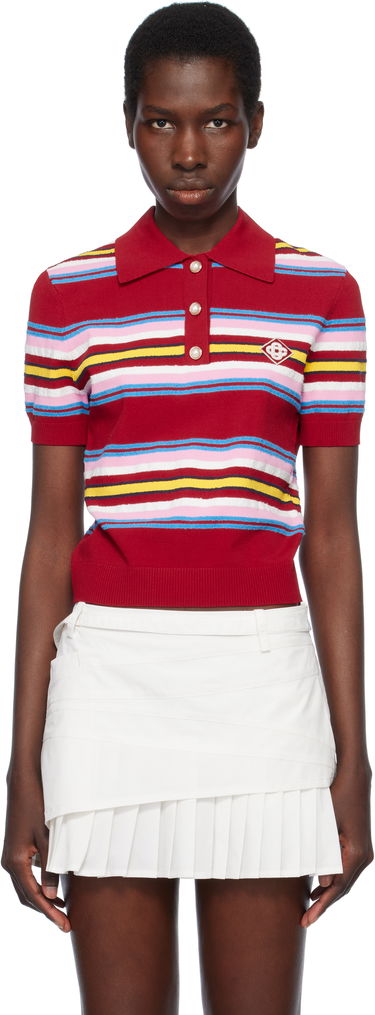 Polo tričko Casablanca Casablanca Stripe Polo Červená | WS25-KW-946-01, 0