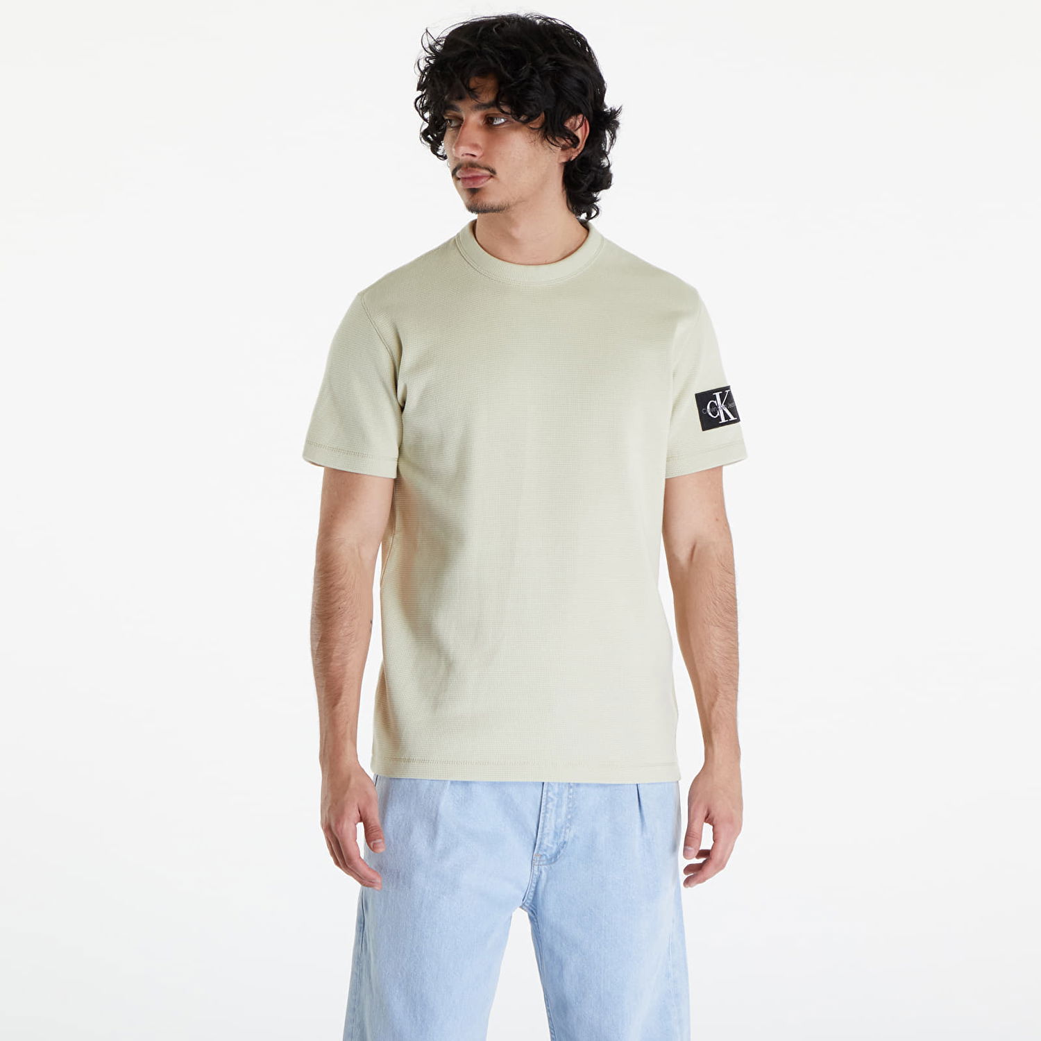 Tričko CALVIN KLEIN Cotton Waffle T-Shirt Green Haze Zelené | J30J323489 LFU, 0