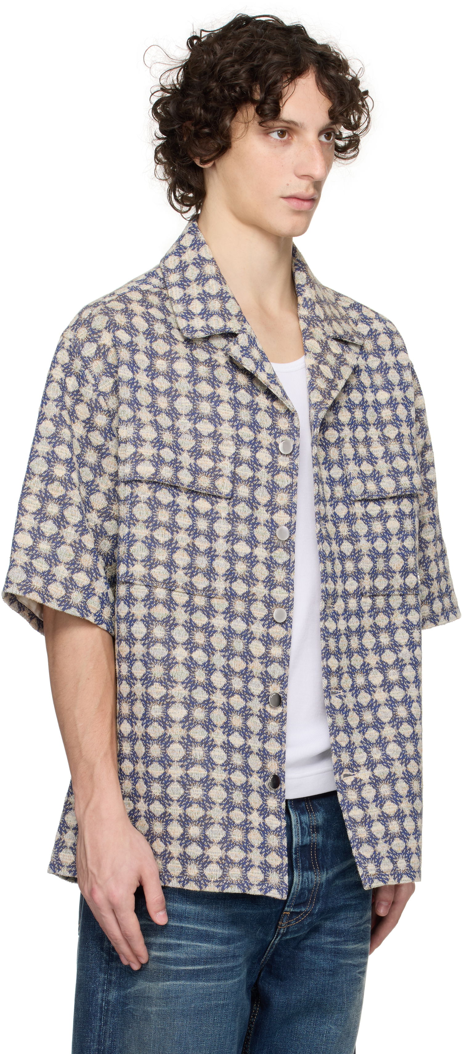 Košeľa AMIRI AMIRI MA Quad Boucle Camp Shirt Modrá | AMSTCA1144, 1