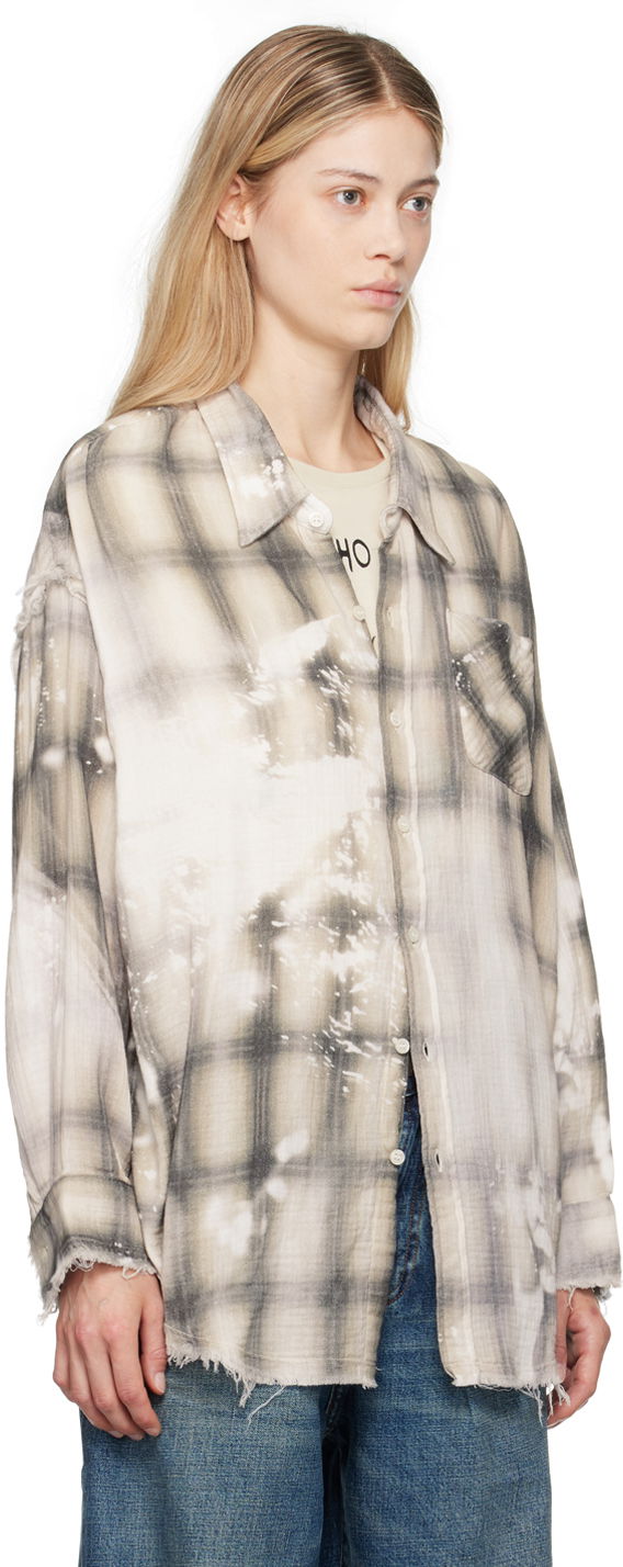 Košeľa R13 R13 Shredded Seam Plaid Shirt Šedá | R13WR075 R392B, 1