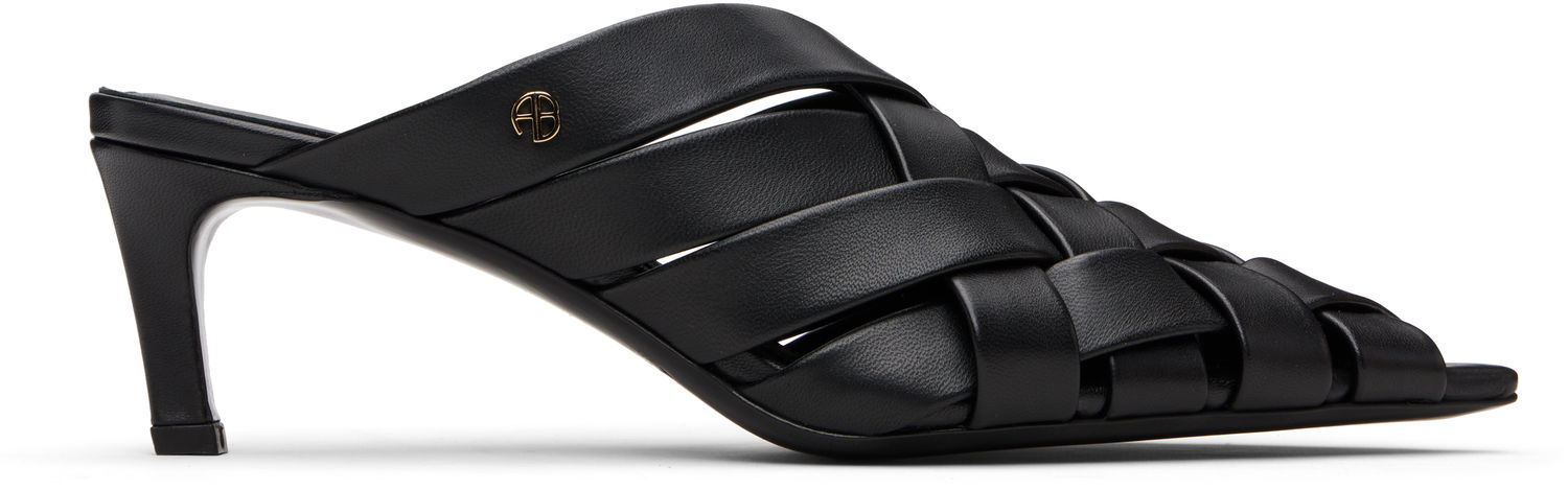 Doplnky Anine Bing ANINE BING Eve Woven Heeled Mules Čierna | A-14-11311-BLK1, 0