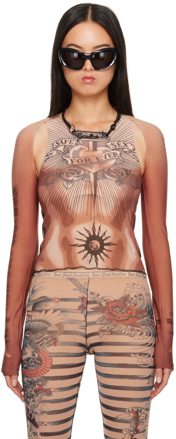 Sveter Jean Paul Gaultier Graphic Long Sleeve Top Hnedá | 23/15-F-TO105-J527-25, 0