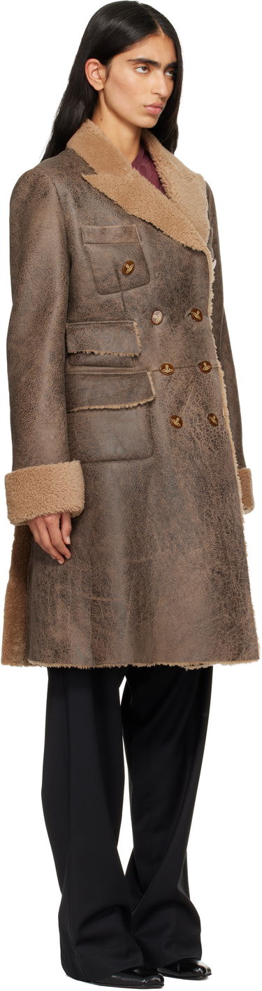 Kabáty Vivienne Westwood Waisted Double-breasted Shearling Coat Hnedá | 1D01000H-L00CR-, 1