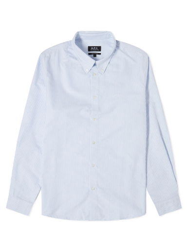 Košeľa A.P.C. Greg Log Button Down Stripe Shirt Modrá | COGUH-H12499-IAA