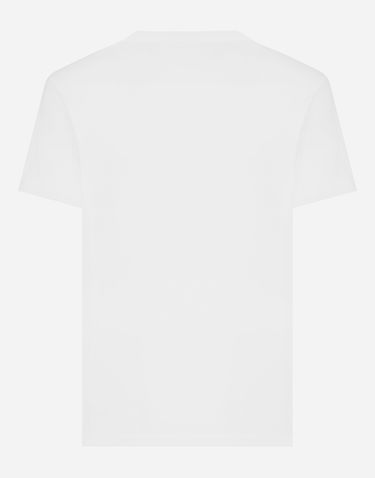 Tričko Dolce & Gabbana Cotton V-neck T-shirt With Branded Tag Biela | G8PT2TG7F2IW0800, 1