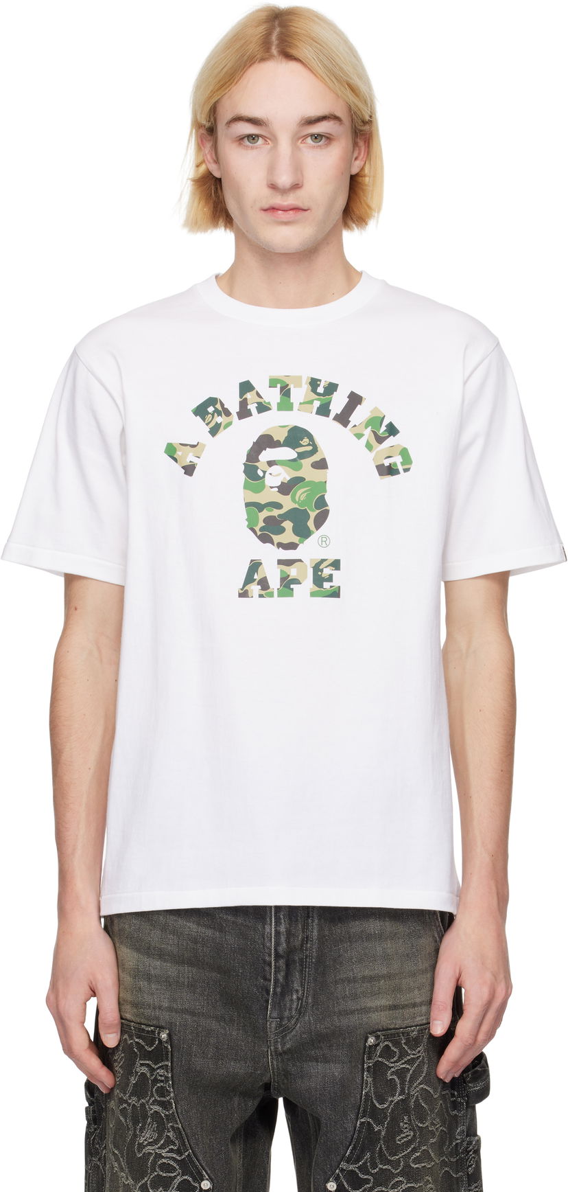 Tričko BAPE ABC Camo College T-shirt Biela | 001TEK801005M