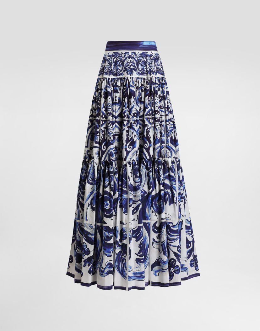 Sukňa Dolce & Gabbana Majolica-print Long Poplin Skirt Rôznofarebný | I4O20WFI5JKHB5DQ