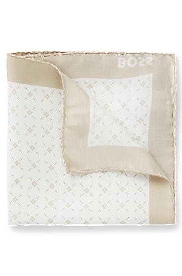 Šál BOSS BOSS Pocket Square with Logo Border Béžová | 50540032, 0