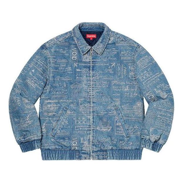 Bomber bunda Supreme Checks Embroidered Denim Jacket Modrá | SUP-SS20-452