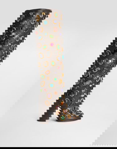 Doplnky Dolce & Gabbana Dolce & Gabbana Calfskin Knee-High Boots with Jewels Hnedá | CU1225AP4558R205, 0