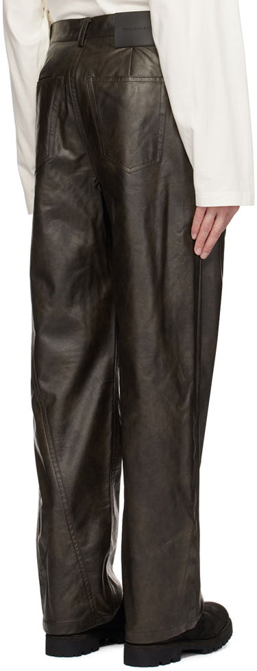 Nohavice Feng Chen Wang Feng Chen Wang Faux-Leather Trousers Hnedá | FMF18TR09, 2