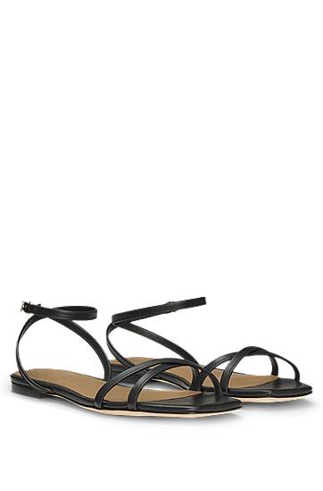 Doplnky BOSS Double B Leather Crisscross Sandals Čierna | 50542217, 0