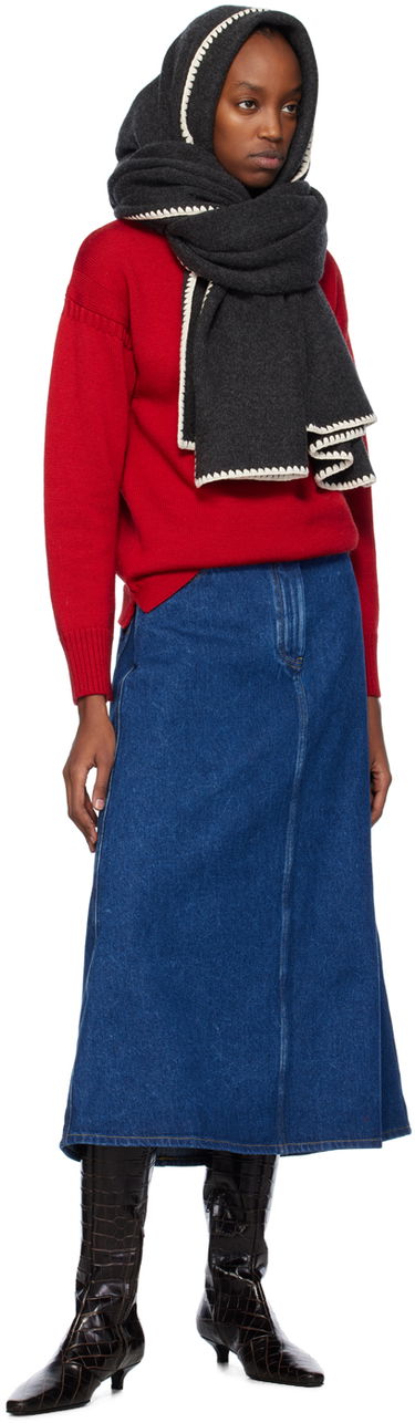 Šál TOTEME TOTEME Embroidered Wool Cashmere Scarf Čierna | 241-WSC1233-YA0004, 2