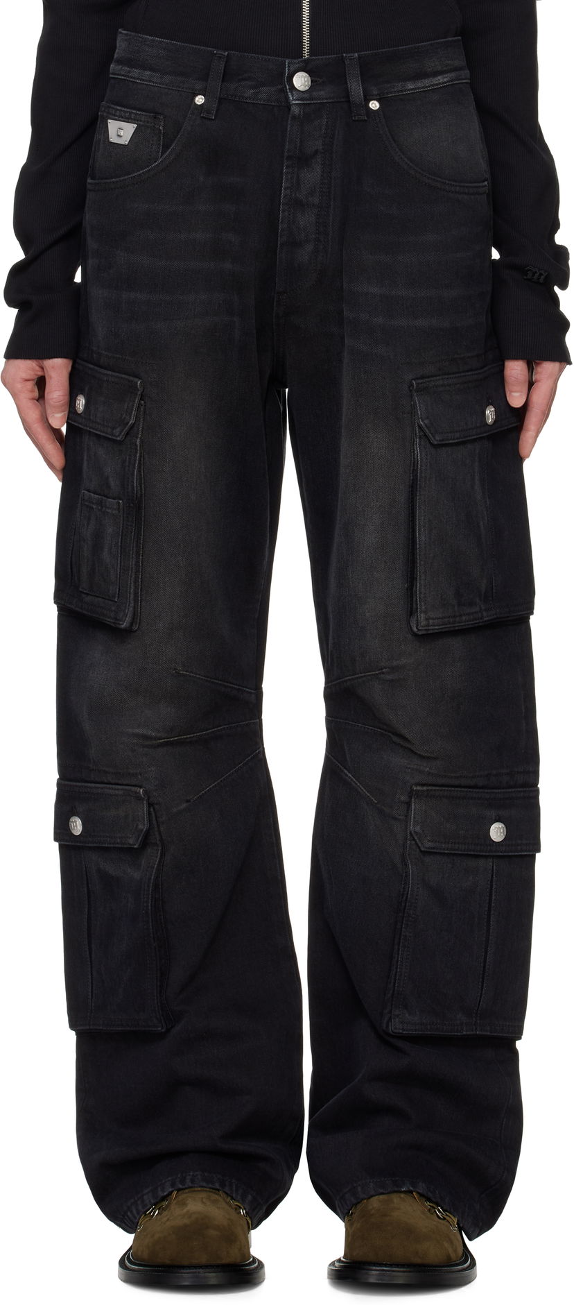 Cargo nohavice MISBHV Faded Denim Cargo Pants Čierna | 241M301